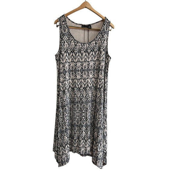 Rachel Zoe Dress Size 1X  Sleeveless Stretchy Handkerchief Dress Ikat Print NWT - Picture 1 of 6